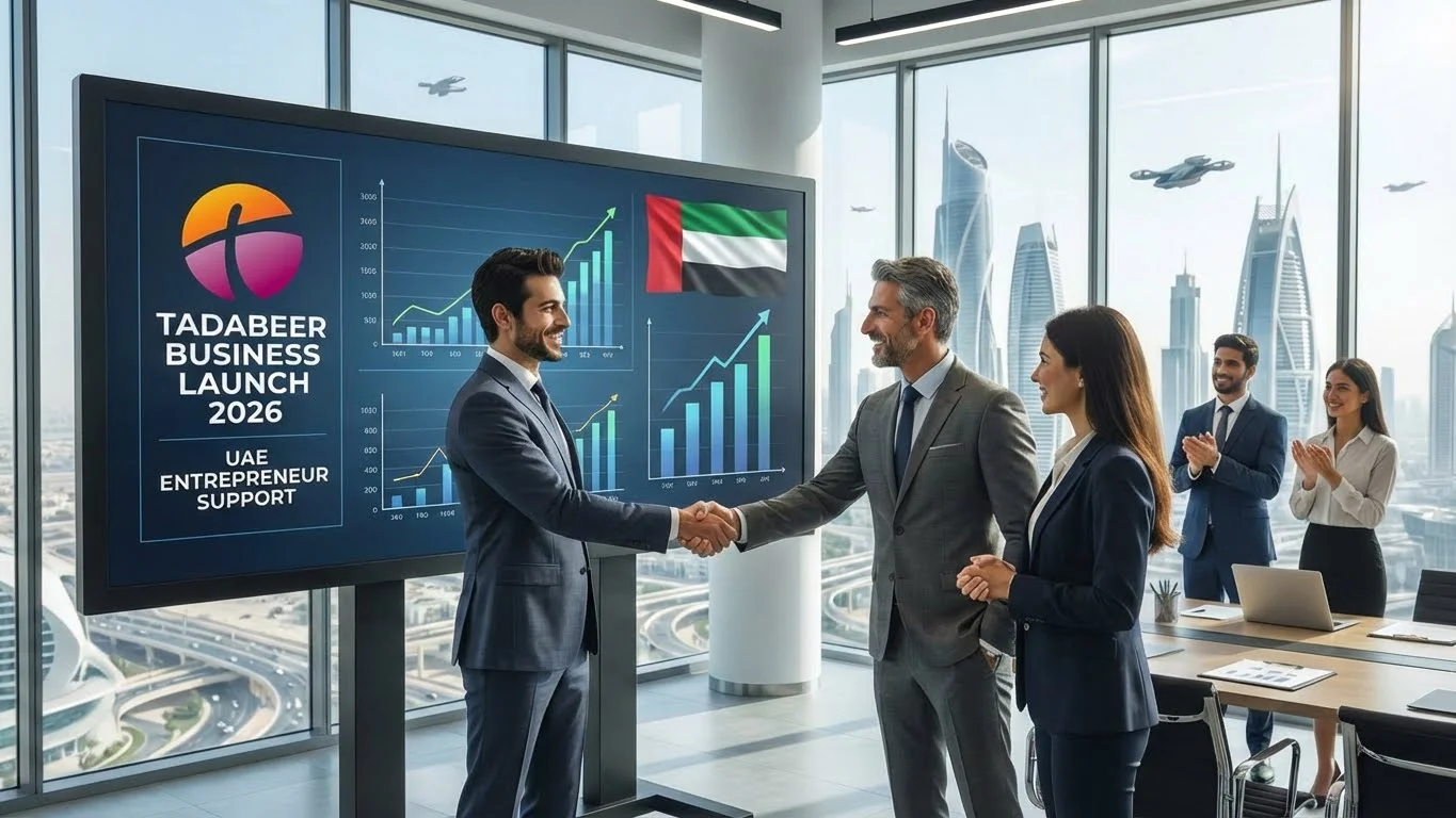 An ambitious entrepreneur launching a successful small business in UAE with the support of Tdabeer experts in 2026